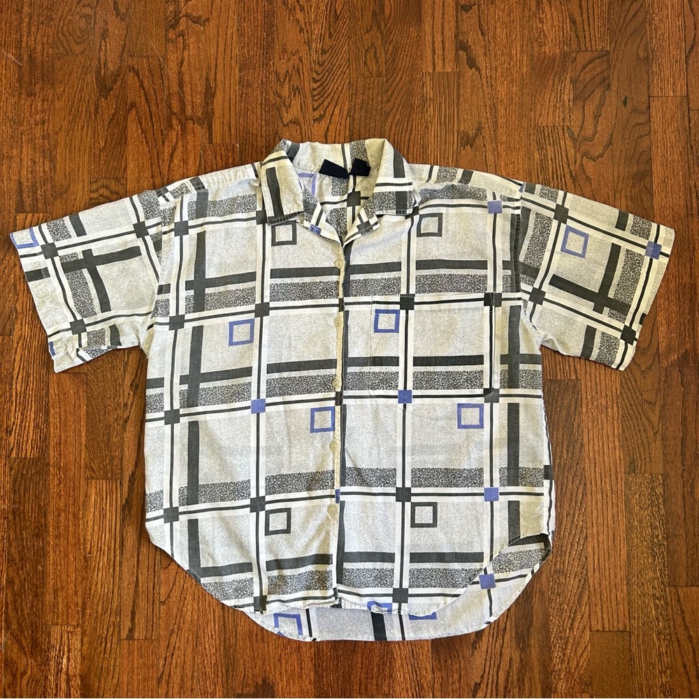 Vintage Geometric Button Down Blouse - image 2